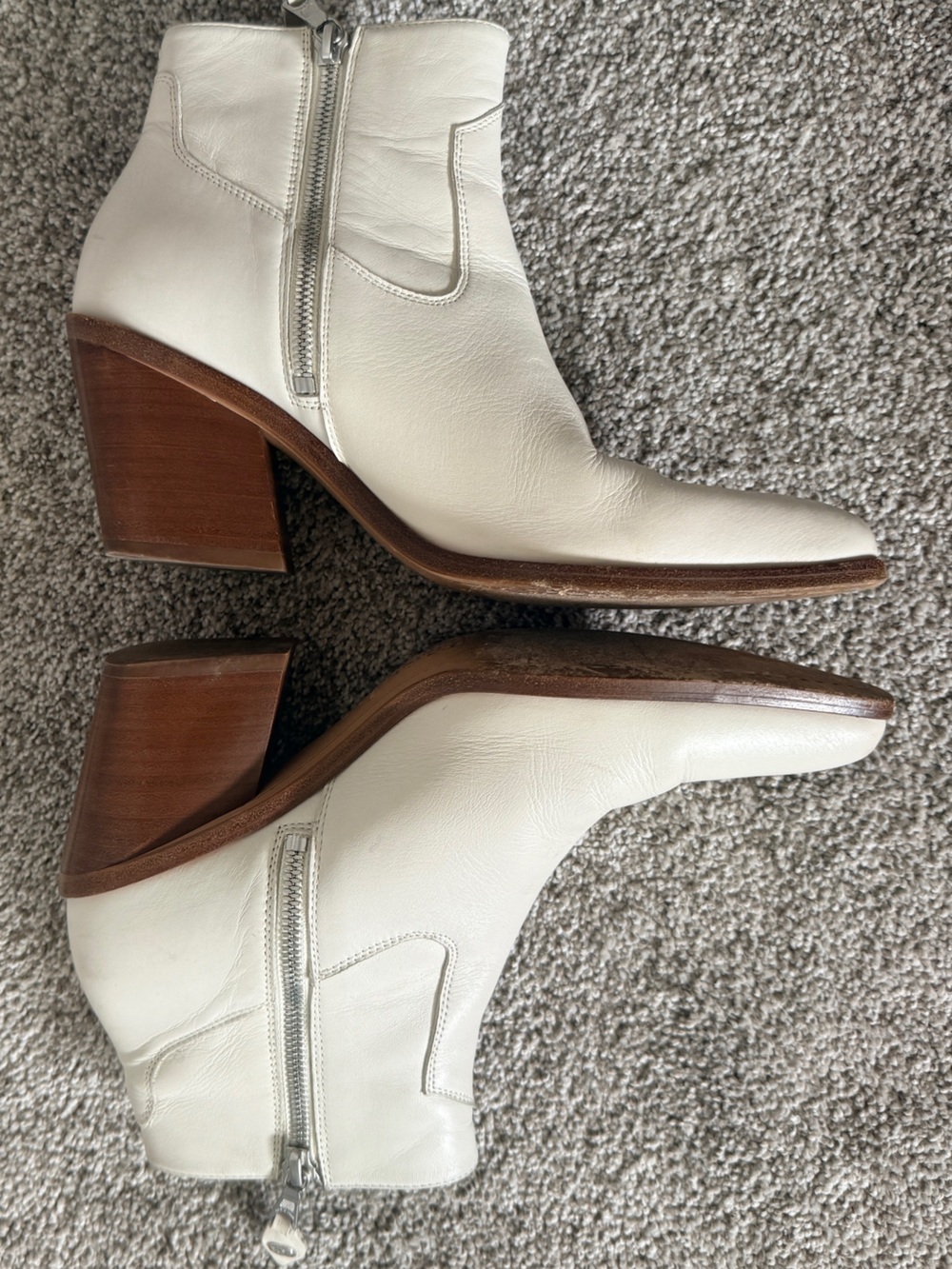 Rag and Bone White Leather Booties